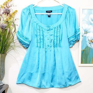 Spense Silky Aqua Career Blouse, Size Medium